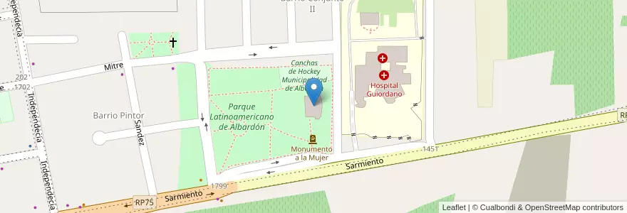 Mapa de ubicacion de Casa de la Historia y la Cultura de Albardón en Argentine, San Juan, Chili, Albardón.