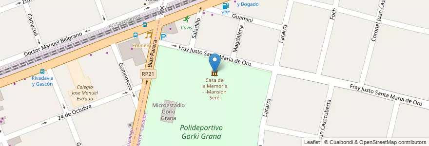 Mapa de ubicacion de Casa de la Memoria - -Mansión Seré en アルゼンチン, ブエノスアイレス州, Partido De Morón, Castelar.