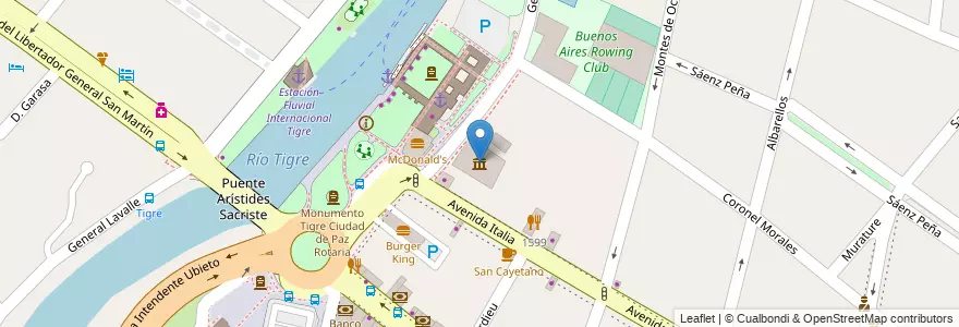 Mapa de ubicacion de Casa de las Culturas Tigre en Arjantin, Buenos Aires, Partido De Tigre, Tigre.