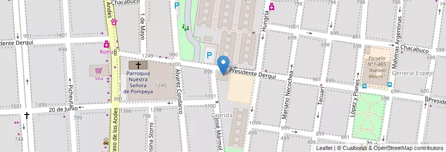 Mapa de ubicacion de Casa de los Jubilados en Arjantin, Şili, Mendoza, Godoy Cruz, Departamento Godoy Cruz, Distrito Ciudad De Godoy Cruz.