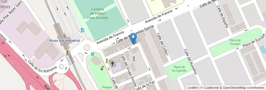Mapa de ubicacion de Casa de Niños "El Dragón" en إسبانيا, منطقة مدريد, منطقة مدريد, Cuenca Del Henares, Rivas-Vaciamadrid.
