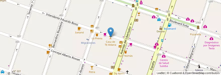 Mapa de ubicacion de Casa de Té Aldana en Arjantin, Buenos Aires, Partido De Moreno, Moreno.