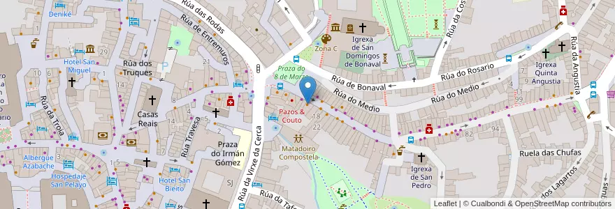 Mapa de ubicacion de Casa de Xantar O Dezaseis en اسپانیا, Galicia / Galiza, A Coruña, Santiago, Santiago De Compostela.