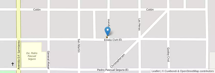 Mapa de ubicacion de casa del abuelo Osvaldo en Argentina, Mendoza, General Alvear, Distrito Bowen.