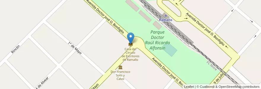 Mapa de ubicacion de Casa del Círculo de Escritores de Ramallo en 아르헨티나, 부에노스아이레스주, Partido De Ramallo.