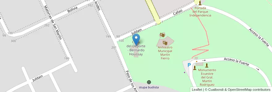 Mapa de ubicacion de Casa del Deporte - Bernardo Houssay en 아르헨티나, 부에노스아이레스주, Partido De Tandil, Tandil.