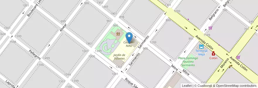 Mapa de ubicacion de Casa del Niño en Arjantin, Buenos Aires, Partido De Adolfo Alsina, Carhué.