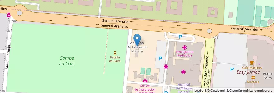 Mapa de ubicacion de Casa del Niño Dr. Fernando Matera en الأرجنتين, Salta, Capital, Municipio De Salta, Salta.
