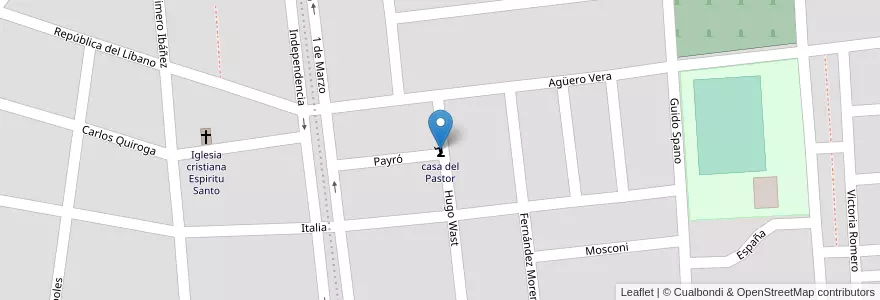 Mapa de ubicacion de casa del Pastor en Arjantin, La Rioja, Departamento Capital, La Rioja.