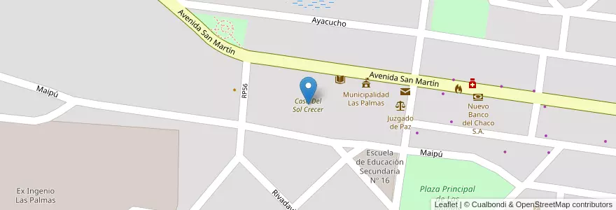 Mapa de ubicacion de Casa Del Sol Crecer en アルゼンチン, チャコ州, Departamento Bermejo, La Leonesa - Las Palmas, Municipio De Las Palmas.