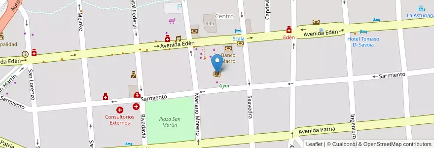 Mapa de ubicacion de Casa Del Sol Libros en Аргентина, Кордова, Departamento Punilla, Pedanía San Antonio, Municipio De La Falda.