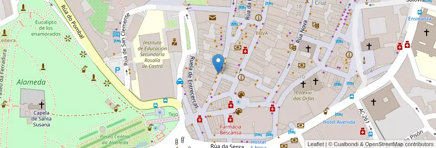 Mapa de ubicacion de Casa Elisa en 스페인, Galicia / Galiza, A Coruña, Santiago, 산티아고 데 콤포스텔라.