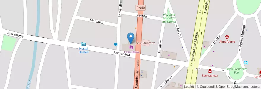 Mapa de ubicacion de Casa Elvira en アルゼンチン, チリ, リオネグロ州, Departamento Bariloche, El Bolsón.