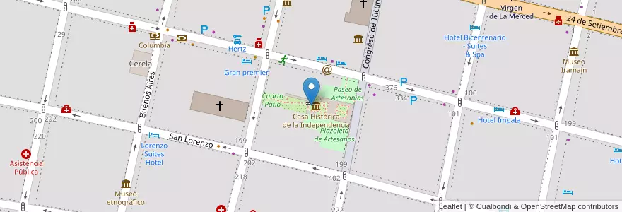 Mapa de ubicacion de Casa Histórica de la Independencia en الأرجنتين, Tucumán, San Miguel De Tucumán, Departamento Capital, San Miguel De Tucumán.