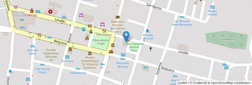 Mapa de ubicacion de Casa Histórica "El Nuevo Progreso" en Arjantin, Jujuy, Departamento Tilcara, Municipio De Tilcara.