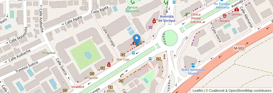 Mapa de ubicacion de Casa Justo en スペイン, マドリード州, Comunidad De Madrid, Área Metropolitana De Madrid Y Corredor Del Henares, Pozuelo De Alarcón.