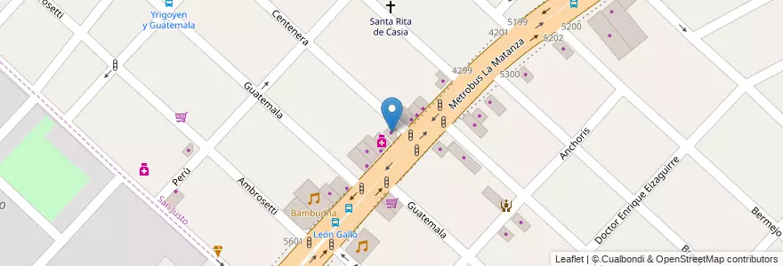 Mapa de ubicacion de Casa Lanza en アルゼンチン, ブエノスアイレス州, Partido De La Matanza, San Justo.