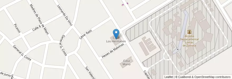 Mapa de ubicacion de Casa Los Hermanos en 阿根廷, 布宜诺斯艾利斯省, Partido De Lomas De Zamora, Ingeniero Budge.