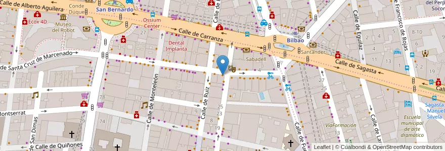 Mapa de ubicacion de Casa Maravillas en 西班牙, Comunidad De Madrid, Comunidad De Madrid, Área Metropolitana De Madrid Y Corredor Del Henares, Madrid.
