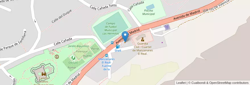 Mapa de ubicacion de Casa Marga en اسپانیا, بخش خودمختار مادرید, بخش خودمختار مادرید, Cuenca Alta Del Manzanares, Manzanares El Real.