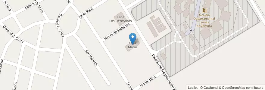 Mapa de ubicacion de Casa Mario en アルゼンチン, ブエノスアイレス州, Partido De Lomas De Zamora, Ingeniero Budge.