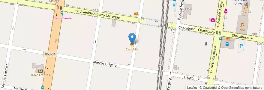 Mapa de ubicacion de Casa Mía en 아르헨티나, 부에노스아이레스주, Partido De Lomas De Zamora, Banfield.