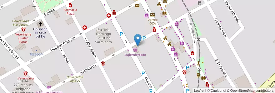 Mapa de ubicacion de Casa Museo Arturo Illia en Argentinië, Córdoba, Departamento Cruz Del Eje, Municipio De Cruz Del Eje, Pedanía Cruz Del Eje, Cruz Del Eje.