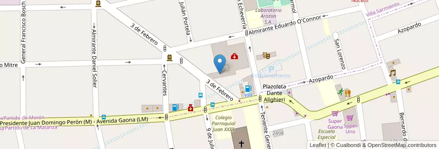 Mapa de ubicacion de Casa natal Ma. Elena Walsh (Ramos Mejía) en Аргентина, Буэнос-Айрес, Partido De Morón, Villa Sarmiento.