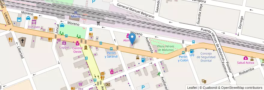 Mapa de ubicacion de Casa Papasian en Arjantin, Buenos Aires, Partido De Merlo, Merlo.