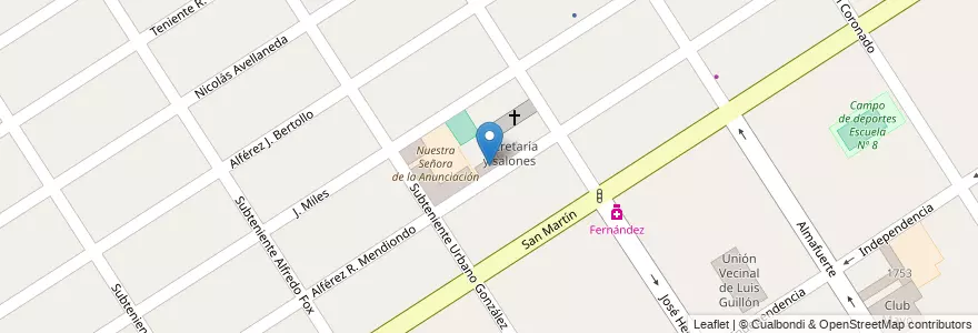 Mapa de ubicacion de Casa parroquial en Argentinië, Buenos Aires, Partido De Esteban Echeverría, Luis Guillón.