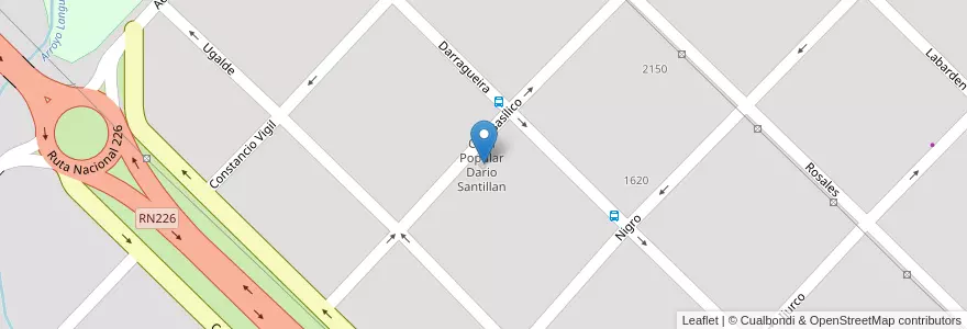 Mapa de ubicacion de Casa Popular Dario Santillan en Argentinië, Buenos Aires, Partido De Tandil, Tandil.