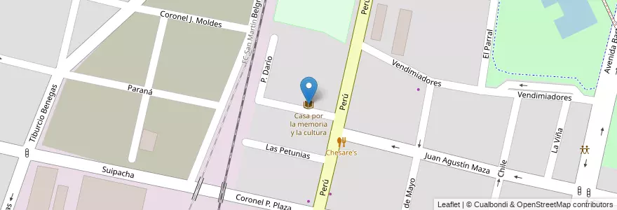 Mapa de ubicacion de Casa por la memoria y la cultura en Argentinië, Chili, Mendoza, Departamento Capital, Ciudad De Mendoza.