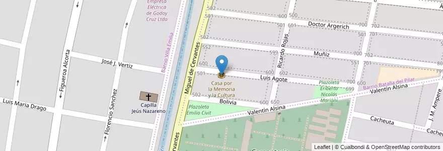 Mapa de ubicacion de Casa por la Memoria y la Cultura en آرژانتین, شیلی, Mendoza, Godoy Cruz, Departamento Godoy Cruz, Distrito San Francisco Del Monte.