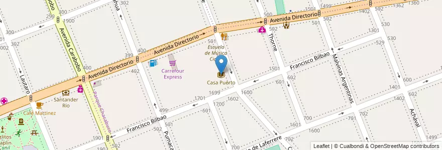 Mapa de ubicacion de Casa Puerto, Parque Chacabuco en アルゼンチン, Ciudad Autónoma De Buenos Aires, Comuna 7, ブエノスアイレス.