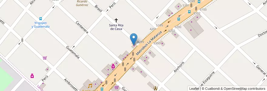 Mapa de ubicacion de Casa Repuestos en 阿根廷, 布宜诺斯艾利斯省, Partido De La Matanza, San Justo.