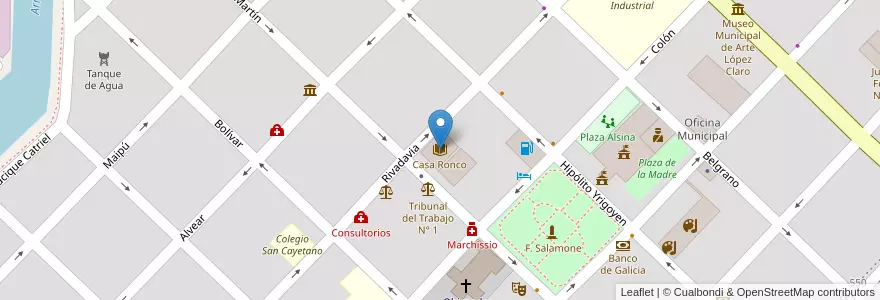 Mapa de ubicacion de Casa Ronco en Argentinië, Buenos Aires, Partido De Azul.