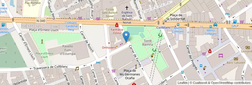 Mapa de ubicacion de CASA TEVA en スペイン, カタルーニャ州, Barcelona, バルサルネス, Barcelona, L'Hospitalet De Llobregat.
