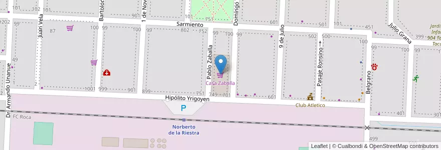 Mapa de ubicacion de Casa Zaballa en アルゼンチン, ブエノスアイレス州, Partido De Veinticinco De Mayo, Norberto De La Riestra.