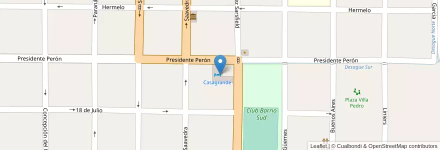 Mapa de ubicacion de Casagrande en アルゼンチン, エントレ・リオス州, Departamento Villaguay, Distrito Lucas Al Sud, Villaguay.
