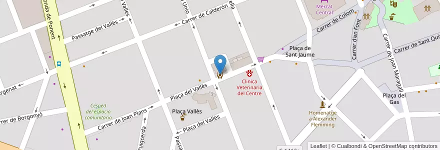 Mapa de ubicacion de Casal d'Avis Plaça Vallès en 스페인, Catalunya, Barcelona, Vallès Occidental, Sabadell.