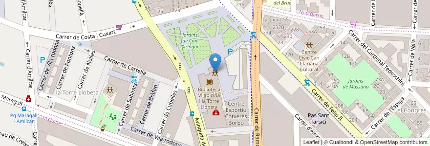 Mapa de ubicacion de Casal de Gent Gran Vilapicina i Torre Llobeta en Spagna, Catalunya, Barcelona, Barcelonès, Barcelona.