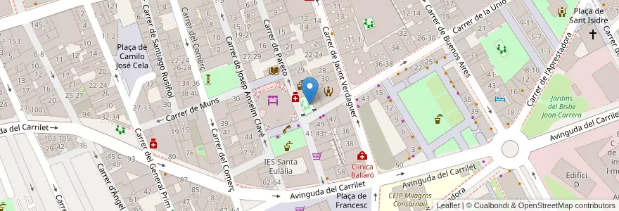 Mapa de ubicacion de Casal dels Àngels en Spagna, Catalunya, Barcelona, Barcelonès, L'Hospitalet De Llobregat.