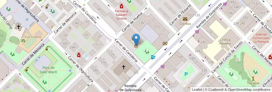 Mapa de ubicacion de Casal per a gent gran La Verneda en 스페인, Catalunya, Barcelona, Barcelonès, 바르셀로나.