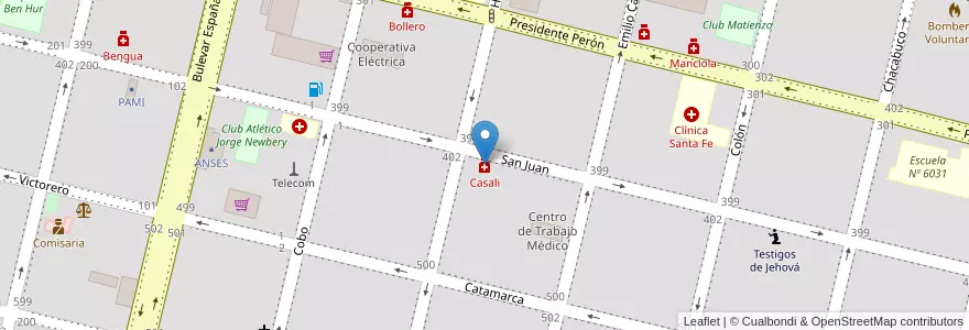 Mapa de ubicacion de Casali en Argentina, Santa Fe, Departamento General López, Municipio De Rufino.