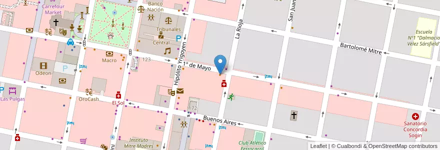 Mapa de ubicacion de Casanova en アルゼンチン, エントレ・リオス州, Departamento Concordia, Distrito Suburbios, Concordia, Concordia.