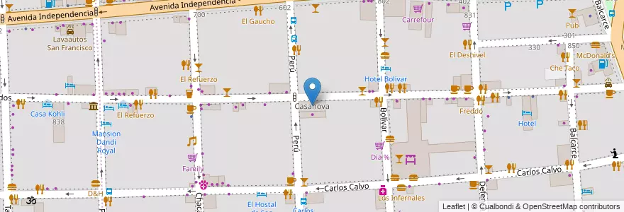 Mapa de ubicacion de Casanova, San Telmo en الأرجنتين, Ciudad Autónoma De Buenos Aires, Comuna 1, Buenos Aires.