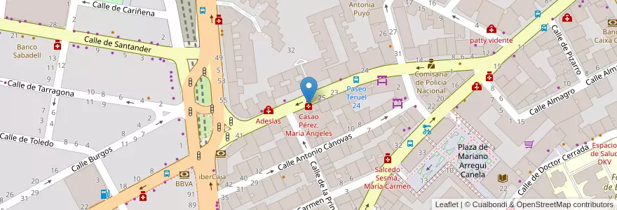Mapa de ubicacion de Casao Pérez, María Ángeles en Espanha, Aragão, Saragoça, Zaragoza, Saragoça.