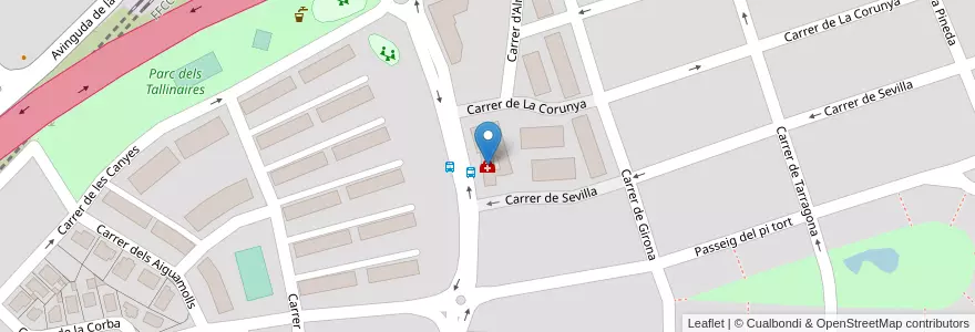 Mapa de ubicacion de CASAP Ambulatorio Can Bou en 西班牙, Catalunya, Barcelona, Baix Llobregat, Castelldefels.