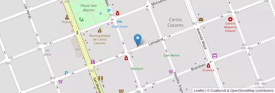 Mapa de ubicacion de Casares Pizza en Argentina, Provincia Di Buenos Aires, Partido De Carlos Casares, Carlos Casares.