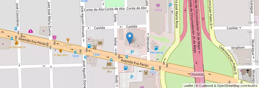 Mapa de ubicacion de Casaterra en Arjantin, Santa Fe, Departamento Rosario, Municipio De Rosario, Rosario.
